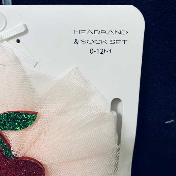 NEW Tahari Baby Girl Cherries Headband & Sock Set 0-12 Months - Picture 5 of 5